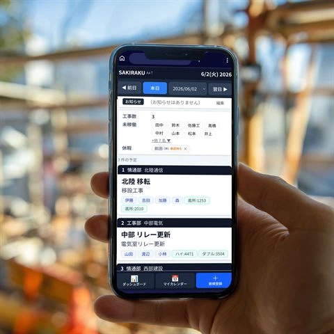現場でスマホから予定を確認